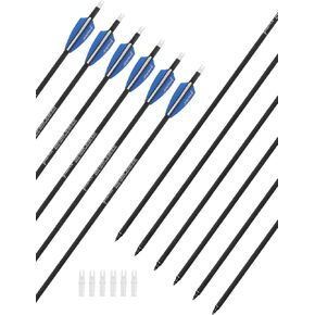 30/32" Inch ST0.006 Hunting Arrows for Compound & Recurve Bow,100% Carbon Archery Target Arrows with Removable Tips for Accurate Hunters & Bowhunters (Pack of 12)