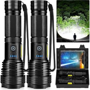 Flashlights LED High Lumens Rechargeable, 990,000 Lumen Super Bright Flashlight, USB Fast Charging High Powered Flash Light, Powerful IPX7 Waterproof Handheld Flashlights for Home,Camping(2 Pack)