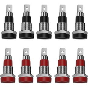 Banana Jack, 10Pcs Female Banana Plug Connectors Brass Soldering or Crimping Type Banana Plug Adapters Panel Mount Binding Post for DIY Test Projects or 4mm Banana Jack Socket