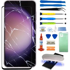 Screen Replacement for Samsung Galaxy S23 Ultra, 5G 6.8 inch Front Outer Lens Glass Screen Replacement Repair Kit - Incl Waterpoof Frame Adhesive and Tool Kit(No Digitizer,No LCD)