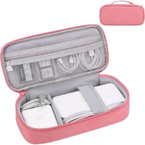 Electronics Travel Organizer Bag, Portable Carrying Case for Cables, Charger and Cords, External Power Bank & Hard Drive (Light Gray), Large, 13LG-B