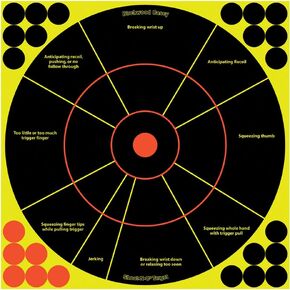 Birchwood Casey Shoot-N-C 12" Handgun Trainer Target - Highly Visible Instant Feedback Reactive Round Self-Adhesive Targets for Pistol Shooting Practice