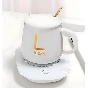 Blessingshub's Electric Coffee Mug Warmer with Portable Heating Pad 120°F-130°F Automatic Sensor Smart Desk Drink Convenient Coffee Heater(White or Pink)