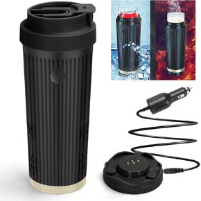 Smart Cooling and Heating Cup for Car, 2-in-1 Smart Temperature Control Car Coffee Mug 12V Keep Warmer Cooler Car Tumbler Cup Holder for Water, Beer, Milk, Coffee (Black)