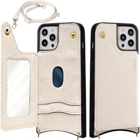 Phone Case with Strap & Wallet - Crossbody Phone Case Wallet & Credit Card Holder - Faux Leather Material, Sleek Design - Protective Accessory Compatible with Apple iPhone 16 Pro Max, Beige