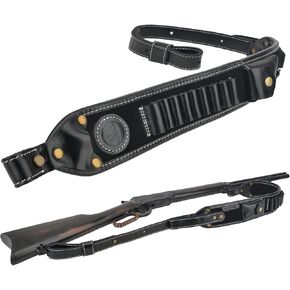 Leather Rifle Shoulder Sling with Cartidge Shell Holder