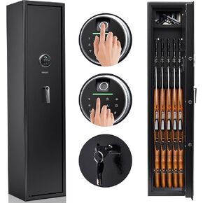 Rifle Safe 5 Gun Safes Quick Access Biometric Rifle Safe Gun Cabinets for Rifles and Shotguns Gun Safe for Rifles Storage Easier Smart Rifle Cabinet Provide Silence and Vibration Function