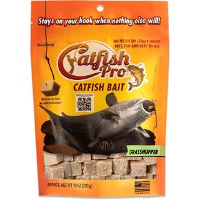 Catfish Pro Grasshopper Catfish Bait - 10oz Bag with 80pcs | Irresistible Scent for Catfish | Mess-Free, Stays On Your Hook When Nothing Else Will | Great for Rod, Reel, Trotline, Jugs & Yoyos Fishing