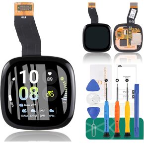 for Fitbit Versa 4 Screen Replacement for Fitbit Versa 4 FB523 LCD Display Repair for Fitbit Versa 4/ Sense 2 LCD Touch Screen Digitizer Assembly Replacement Kits Black
