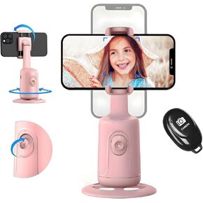 Auto Face Tracking Tripod 360° Rotation - Auto Tracking Phone Holder with Remote, No App, Smart Shooting Phone Holder Moving Tripod for iPhone Content Creator Essentials for Video Live Vlog (Black)