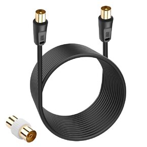 XMSJSIY RG6 Coaxial TV Cable 9.5mm TV Male to Male Adapter Cord w/ 9.5mm TV Female to Female Coupler Connector Cord for HDTV,Set-top Box, Radio,Satellite Receivers - 5M/16.4FT