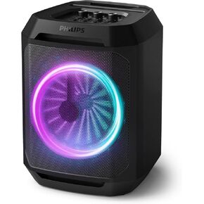 Philips Bluetooth Party Speaker, Dynamic Bass Boost, Bluetooth and Aux-in, Microphone Input, Wireless Pairing for Stereo Sound, Up to 7 Hours Battery, Built-in Carry Handle, USB-C TAX2208