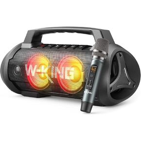 W-KING Portable Bluetooth Speaker with Wireless Microphone, 120W Peak 70W RMS Waterproof Bluetooth Speakers with Subwoofer Outdoor Speakers Bluetooth Boombox/42H/Bass Up/DSP/Stereo Pairing/Power Bank
