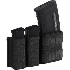 Mag Pouch 5.56 Double Pistol Magazine Pouch,Triple MOLLE Mag Pouch 5.56+9mm with Quick Release Insert for Chest Rig Vest