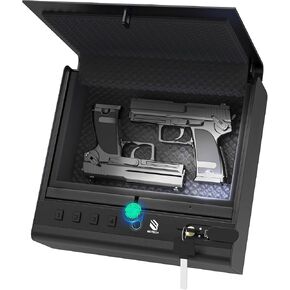 Gun Safe for Handgun, Large Capacity Biometric Pistol Safe with 99.9% Accuracy Fingerprint Quick Access - Ideal for Nightstand, Car, Bedside, Wall