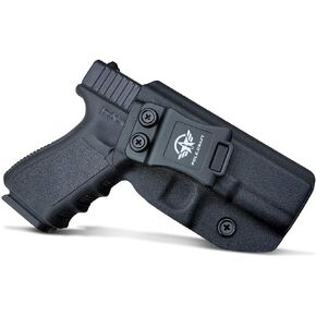 POLE.CRAFT IWB Kydex Holster Custom Fit: Glock 19 19X 25 44 45 (Gen 1 2 3 4 5) & Glock 23 32 (Gen 3 4) - Inside Waistband Carry - Adj. Cant Retention, Cover Mag-Button, No Wear, No Jitter