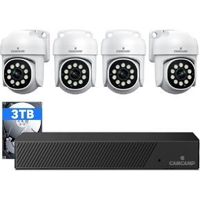CAMCAMP 5MP 8CH Home Security Camera System, 4pcs Wired 5MP PoE Cameras for Home Security Outdoors, Auto Tracking, 2-Way Audio, Color Night Vision, 4K 8CH NVR with 3TB HDD for 24/7 Recording