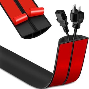 6ft Floor Cord Cover,Cord Hider Floor Black,Extension Cable Cover Power Cord Protector Floor,Floor Cable Management Prevent Cable Trips,Cord Protector Cord Cavity:0.47" (W) x 0.24" (H)