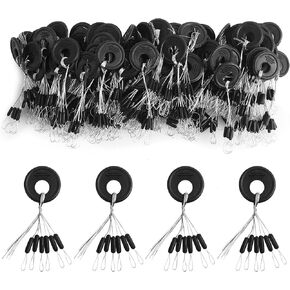 VIPMOON 600 Pieces Fishing Rubber Bobber Stopper, 6 in 1 Bobber Stops, Oval & Column Float Sinker Stops, Size XS S M L Float Stop Available