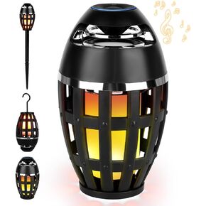 Houkiper Outdoor Bluetooth Flame Speakers, 1 Packs 5.0 Indoor/Outdoor Wireless Speakers with Stakes, HD Audio & Enhanced Bass, Portable Flame Torch Atmosphere Speaker for Patio, Party, Camping
