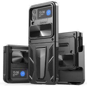 Military Armor Holster Series Case. Designed for Galaxy Z Flip 4 /Z Flip 3 Case (2022) Black