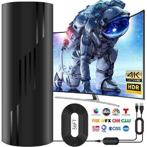 1400+ Miles Range TV Antenna-Digital Antenna for Smart TV Indoor with Amplifier and Signal Booster- HD Antenna for TV Indoor Outdoor for Local Channels-36ft Coax Cable - Support 8K 4K 1080p