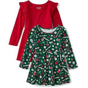 The Children's Place Baby Toddler Girls Long Sleeve Fashion Skater Dresses