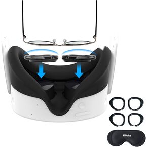 Hibloks Glasses Spacer for Oculus Quest 3S, Prevent Myopia Glasses and VR Lenses from Scratching. VR Protection Accessories with Silicone Anti-Scratch Ring and VR Universal Lens Protector Cover