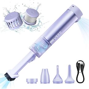 VSGO Cordless Car Vacuum, Compressed Electric Air Duster 17000Pa Suction, 5-in-1 Portable Mini Small Handheld Vacuum, UP to 90 Mins Runtime for Car, Desk, Computer, Keyboard, Home Cleaning (Grey)