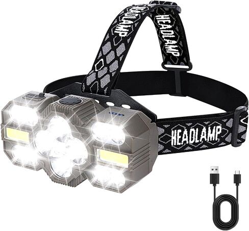 Headlamp Rechargeable, 14 LED 22000 High Lumen Super Bright Head Lamp with Red Light, Waterproof Lightweight Head Light, 8+2 Modes Forehead Head Flashlight for Outdoor Running Hiking Camping Gear in Saudi Arabia