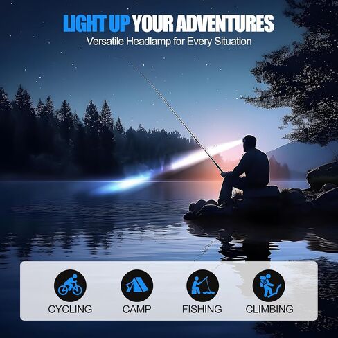 Headlamp Rechargeable, 14 LED 22000 High Lumen Super Bright Head Lamp with Red Light, Waterproof Lightweight Head Light, 8+2 Modes Forehead Head Flashlight for Outdoor Running Hiking Camping Gear in Saudi Arabia
