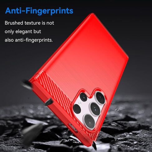 for Samsung Galaxy S24 Ultra Phone case, Shockproof, Scratch Resistant Carbon Fiber Jacket, Soft TPU,for Galaxy S24 Ultra case (Red) in Kuwait