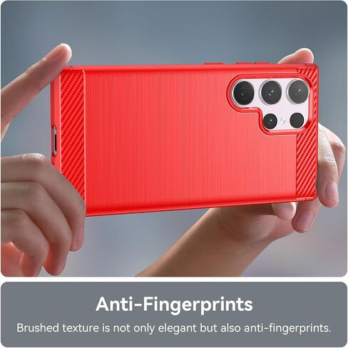 for Samsung Galaxy S24 Ultra Phone case, Shockproof, Scratch Resistant Carbon Fiber Jacket, Soft TPU,for Galaxy S24 Ultra case (Red) in Kuwait