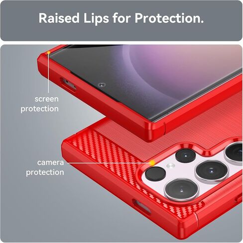 for Samsung Galaxy S24 Ultra Phone case, Shockproof, Scratch Resistant Carbon Fiber Jacket, Soft TPU,for Galaxy S24 Ultra case (Red) in Kuwait