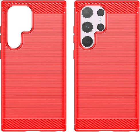 for Samsung Galaxy S24 Ultra Phone case, Shockproof, Scratch Resistant Carbon Fiber Jacket, Soft TPU,for Galaxy S24 Ultra case (Red) in Kuwait