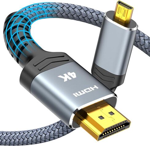 Highwings 4K Micro HDMI to HDMI Cable 10 FT, 4K@60Hz, Micro HDMI Cord HDR Compatible for DSLR Camera, Raspberry Pi, GoPro Hero to TV, Laptop, Computer, Monitor, for Video, Audio, Image, Streaming in Kuwait