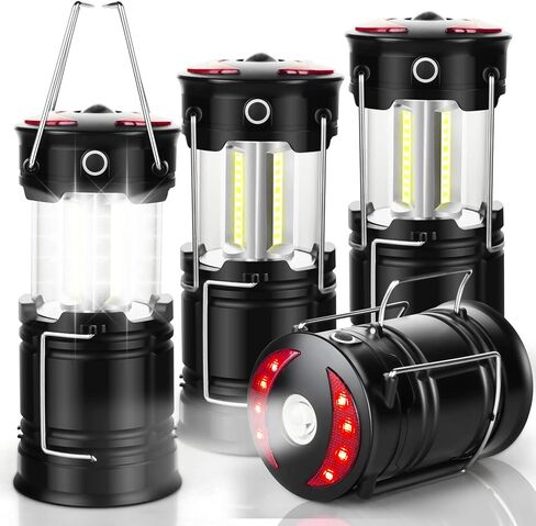 4 Pack Lantern Camping Essentials Lights, Led Flashlight for Power Outages, Tent Lights for Emergency, Survival Gear and Supplies for Hurricane, Rechargeable and Battery Powered Operated Lamp in Saudi Arabia
