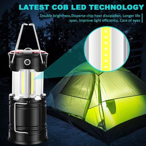 4 Pack Lantern Camping Essentials Lights, Led Flashlight for Power Outages, Tent Lights for Emergency, Survival Gear and Supplies for Hurricane, Rechargeable and Battery Powered Operated Lamp in Saudi Arabia