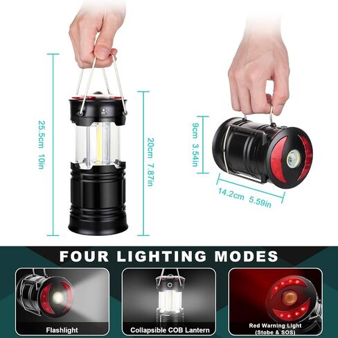 4 Pack Lantern Camping Essentials Lights, Led Flashlight for Power Outages, Tent Lights for Emergency, Survival Gear and Supplies for Hurricane, Rechargeable and Battery Powered Operated Lamp in Saudi Arabia
