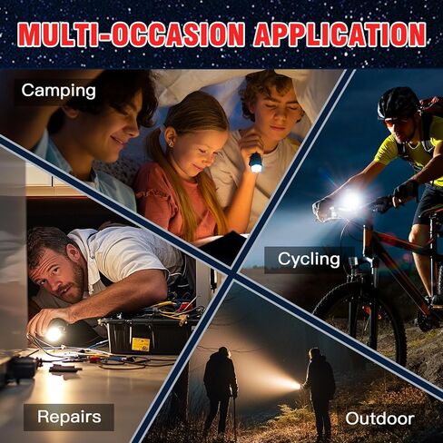 HAUSBELL LED Flashlight High Lumens,Bright, Zoomable, Waterproof, Powerful, Emergency Tactical A100 LED Flashlights for Home and 5 Modes, Flashlight for Camping Gear、Hiking、Walking（2Pack） in Saudi Arabia