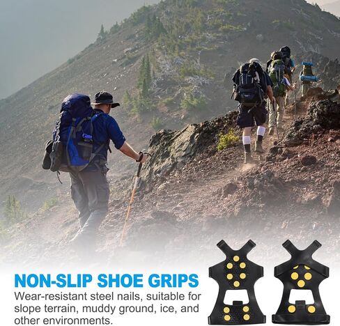 PATIKIL Ice Cleats, Anti-Slip Snow Traction Cleat 10 Steel Studs Crampons Universal Gripper Spikes Claw for Shoes and Boots in Saudi Arabia