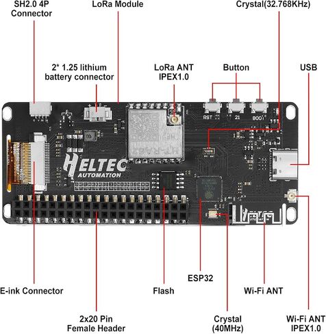 Vision Master E290 Development Board with 2.9" E-Ink Display Screen, SX1262 Chip BLE WiFi ESP32-S3R8 LoRa Module Compatible with Arduino PlatformIO Micpython Meshtastic Raspberry PI IoT（902-928MHz in Saudi Arabia