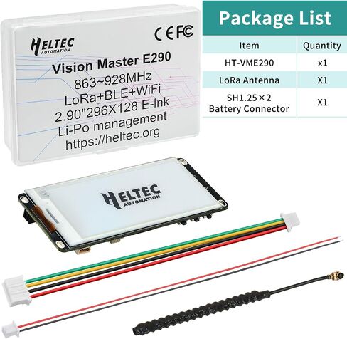 Vision Master E290 Development Board with 2.9" E-Ink Display Screen, SX1262 Chip BLE WiFi ESP32-S3R8 LoRa Module Compatible with Arduino PlatformIO Micpython Meshtastic Raspberry PI IoT（902-928MHz in Saudi Arabia