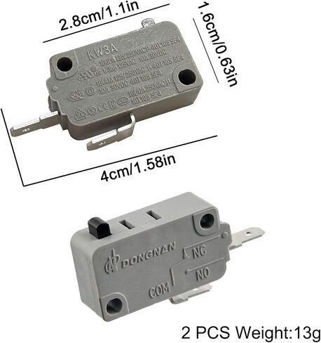KW3A Microwave Oven Door Interlock Switch 16A 125VAC/250VAC Microwave Oven Replacement Part Door Switch (2 Normally Open) in Kuwait