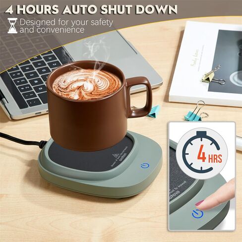 Mug Warmer for Coffee and Tea, Cup Warmer for Desk with Auto Shut Off,3 Temperature Settings, Smart Coffee Warmer Plate in Your Home & Office(Green)(No Mug) in Kuwait