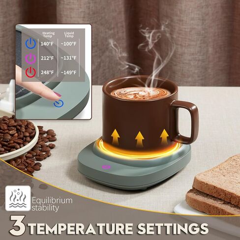Mug Warmer for Coffee and Tea, Cup Warmer for Desk with Auto Shut Off,3 Temperature Settings, Smart Coffee Warmer Plate in Your Home & Office(Green)(No Mug) in Kuwait