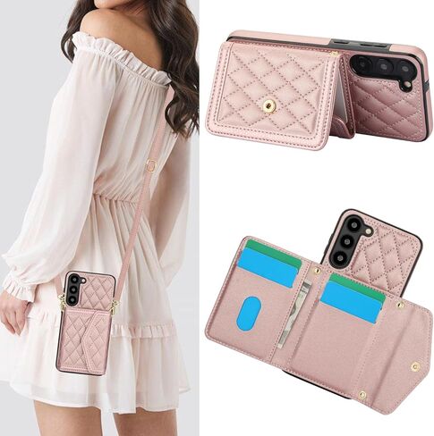 for Samsung Galaxy A15 5G Crossbody Wallet Case for Women, PU Leather Card Slot Phone Case with Cash Pocket Kickstand Purse Lanyard Case Cover for Samsung Galaxy A15 5G.Pocket Black in Kuwait