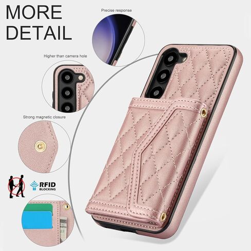 for Samsung Galaxy A15 5G Crossbody Wallet Case for Women, PU Leather Card Slot Phone Case with Cash Pocket Kickstand Purse Lanyard Case Cover for Samsung Galaxy A15 5G.Pocket Black in Kuwait