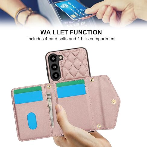 for Samsung Galaxy A15 5G Crossbody Wallet Case for Women, PU Leather Card Slot Phone Case with Cash Pocket Kickstand Purse Lanyard Case Cover for Samsung Galaxy A15 5G.Pocket Black in Kuwait