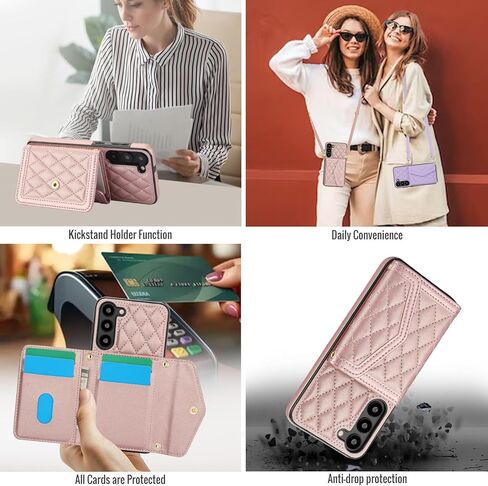 for Samsung Galaxy A15 5G Crossbody Wallet Case for Women, PU Leather Card Slot Phone Case with Cash Pocket Kickstand Purse Lanyard Case Cover for Samsung Galaxy A15 5G.Pocket Black in Kuwait